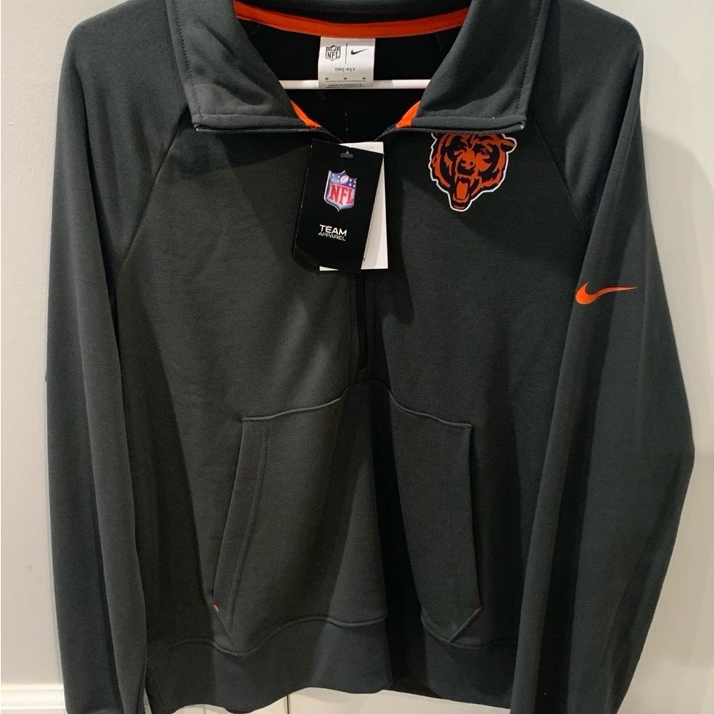 NWT Mens Medium Nike Team Apparel Dri-Fit Chicago Bears 1/4 Zip Pullover